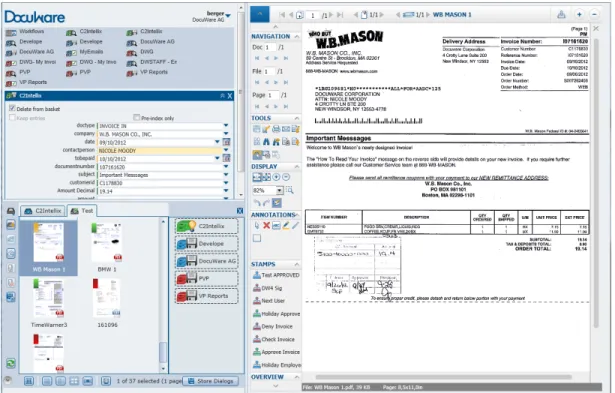 Fig. 2. Screenshot of Intellix indexing integrated in the DocuWare document management system