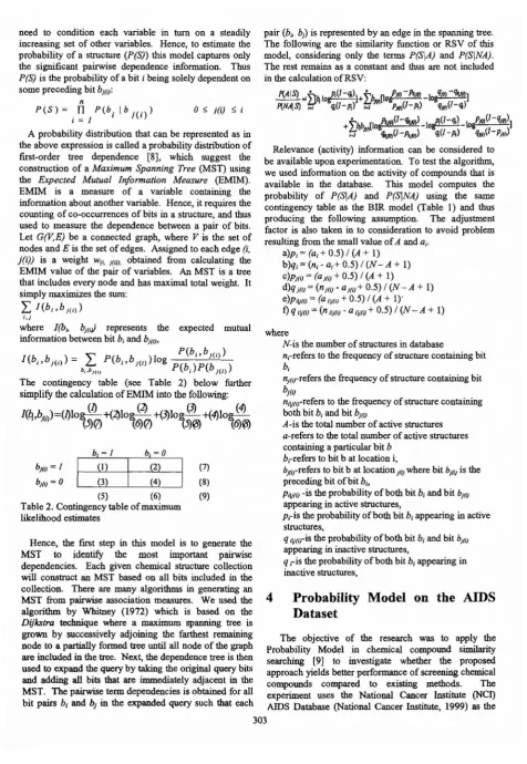 Table 2. Contingency tablelikelihood estimates