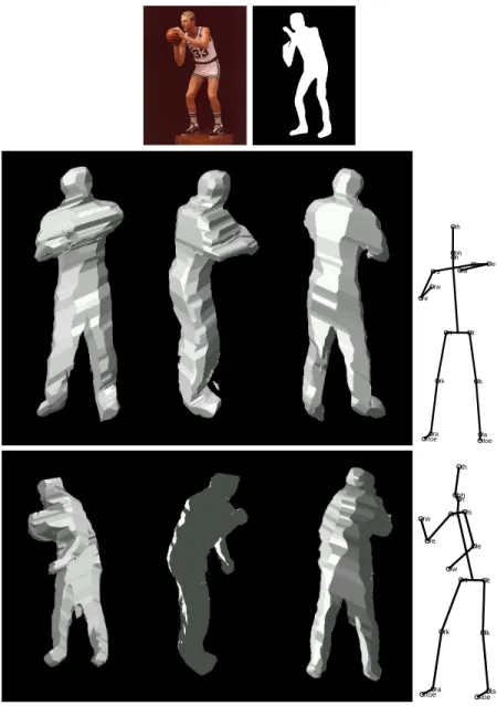 Figure 10: Example of inferred virtual visual hull hypotheses for a real image; plotted as in previous figure.