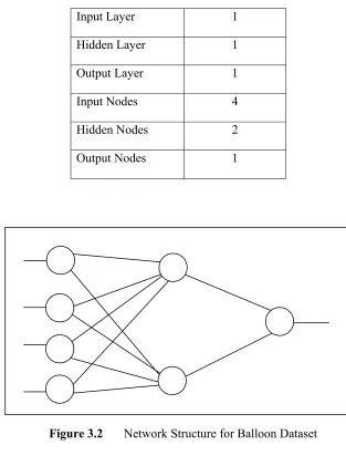 Figure 3.2 Network Structure for Balloon Dataset 