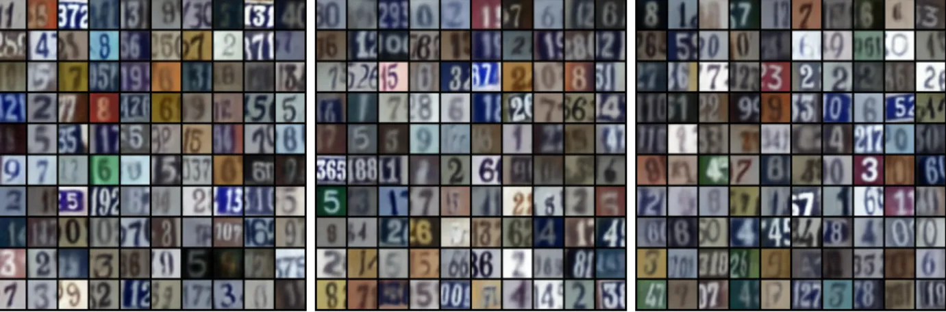 Figure 4.2: Reconstructed samples using 40,000, 80,000, and 120,000 training examples
