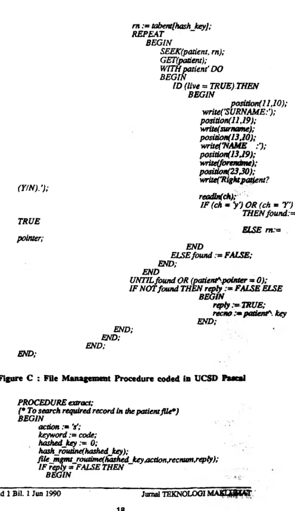 Figure  C  :  File  Management  Procedure  coded  in  UCSD  Flues! PROCEDURE extract;