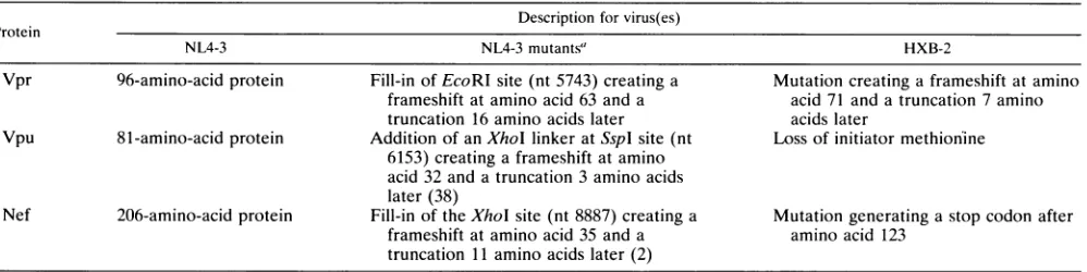 FIG. 2.establishmentforefficient Temporal analysis of H9 cultures transfected with pNL4-3, pHXB-2, and NL4-3 mutants