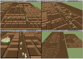 Figure 1.4: Simulation of a ship evacuation, using the tool EXODUS as an 