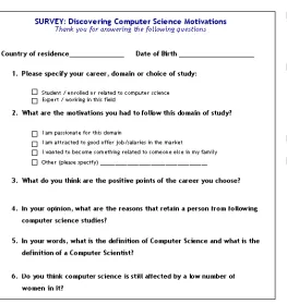 Figure 7.  Questionaire: Discovering Computer Science Motivations 