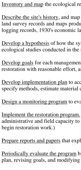 Table 3.  Ten Steps in a Successful Ecological Restoration. 