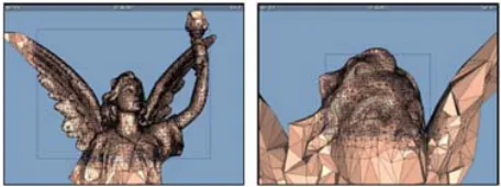 Figure 2.5   Simplification on Lucy Model. The Portion of the Mesh, which Lie Outside of View Frustum is in Low Resolution 