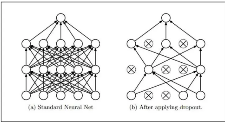 Fig. 10. The dropout layer randomly disables about half of the neurons to improve generalization performance