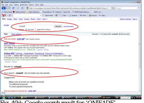 Fig. 4(a): Fuzzy String search result for ‘ONIEADF’ 