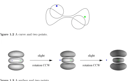 Figure 1.3 A surface and two points.