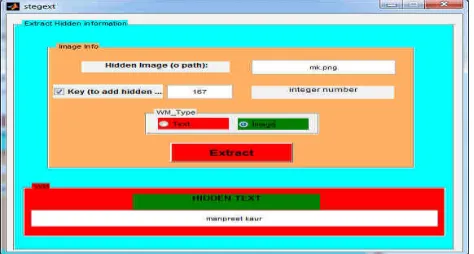 Fig.1.9: Window for extracting source file and hidden Image using LSB 