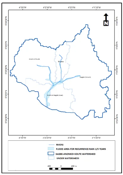Fig. 7: Flood area for recurrence rain 1/5 years 
