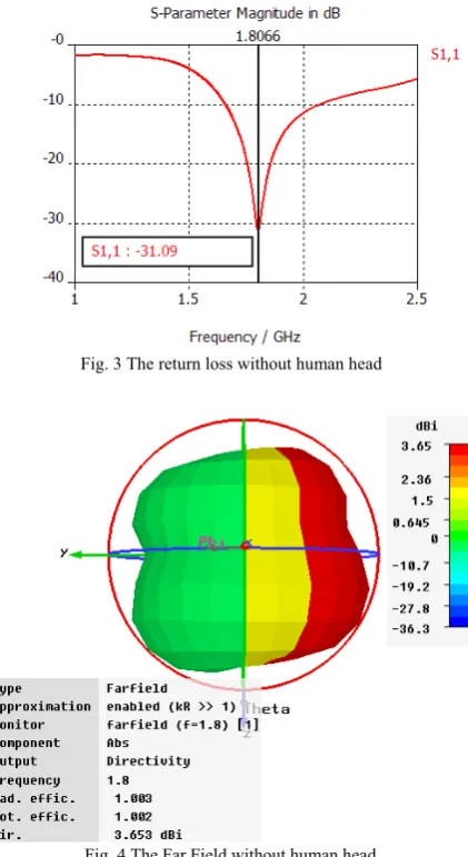 Fig. 3 The return loss without human head 
