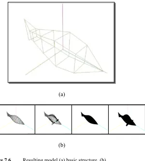 Figure 7.6 Resulting model (a) basic structure, (b) wireframe and solid models – without and 