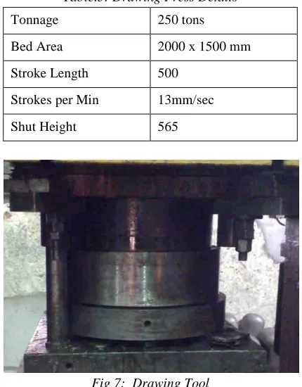 Table.5: Drawing Press Details 