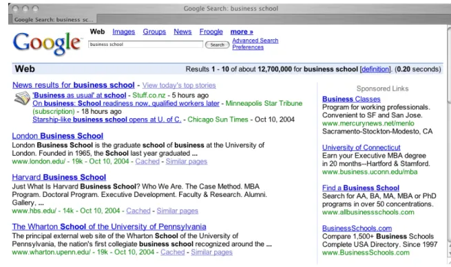 Figure 1: Sponsored and algorithmic search results in Google.