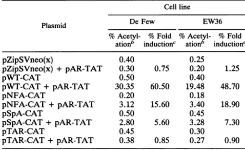 FIG. 4.withplasmid.pZipSVneo(x)orofachievedand pWT-CAT-5 mutant (A) Expression of EBNA2 proteins in De Few and EW36 cells transiently transfected with pZipSVneo-EBNA2 or pZipSVneo(x) Cells (5 x 106) were transiently transfected with 30 ,ug of pZipSVneo vec