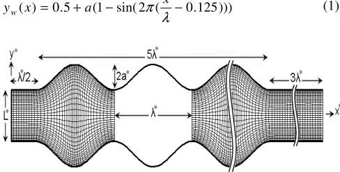 Fig 1 Physical domain of wavy microchannel 
