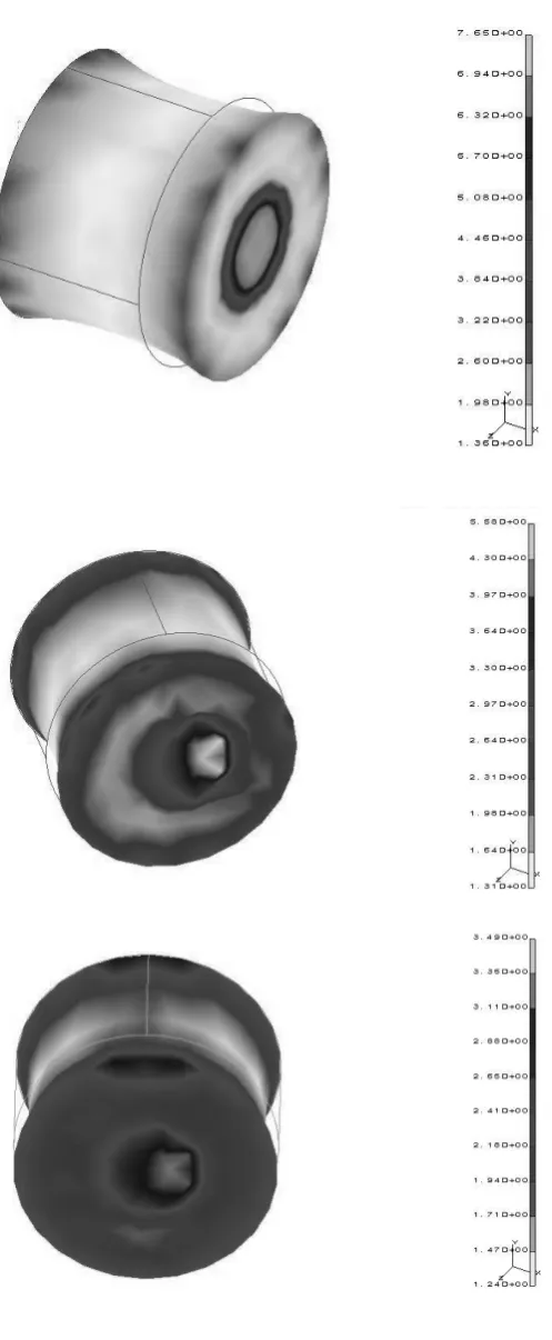 Fig.4. Stress Results (IDEAS) in Fiber and Matrix for 00, 300, 450 and 900 Reinforcement 