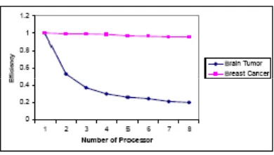 Figure 3. efficiency vs. number of processors 