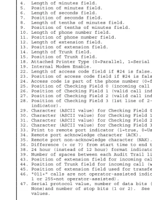 Figure 7.  Changeable SMDR Parameters 1 through 47 forProgram 33.