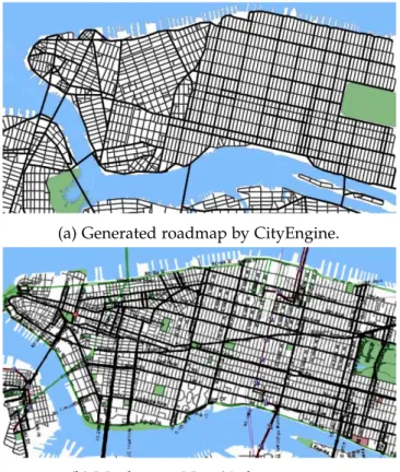 Figure 21: Comparison between generated roadmap and Manhattan. Source: Parish and M ¨uller ( 2001 )