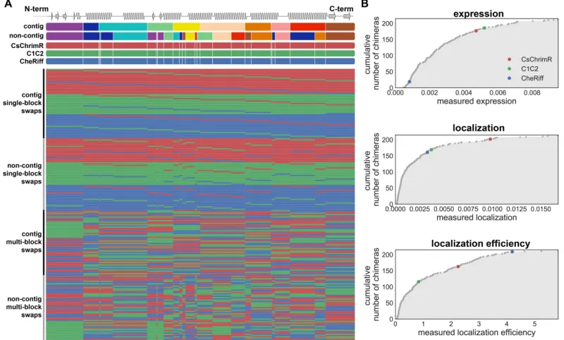 Figure 2.S1: Chimera sequences in training set and their expression, localization,and localization eﬃciencies