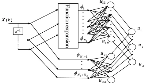 Figure 1: Diagram of combination of functional link neural system and FIR filter: m-dimensional input case