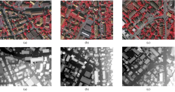 Figure 3. Example images and the corresponding DSMs used for performance evaluation.