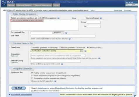 Figure 1:  The Nucleotide Database using Nucleotide Query 