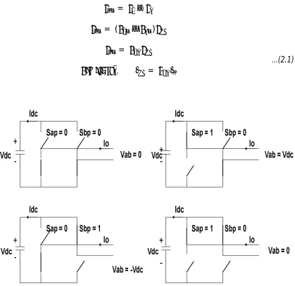 Figure 2.2 Current and voltages for different possible switch positions. 