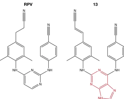 FIG 1 Chemical structures of RPV and compound 13.