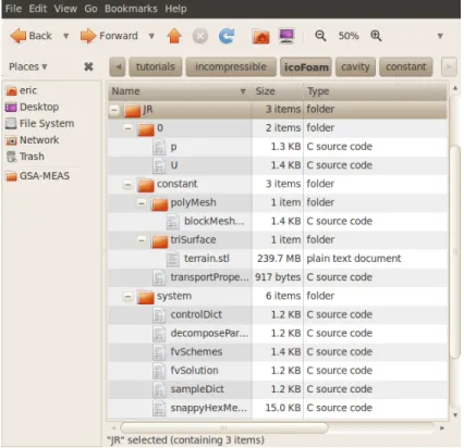 Figure 4: OpenFOAM directory tree and case files.