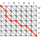 Figure 1: An alignment between ’writer’ and ’vint-ner,’ represented as a path in an edit graph