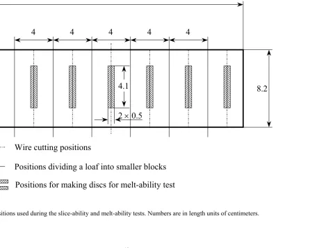 Fig. 3. Positions used during the slice-ability and melt-ability tests. Numbers are in length units of centimeters