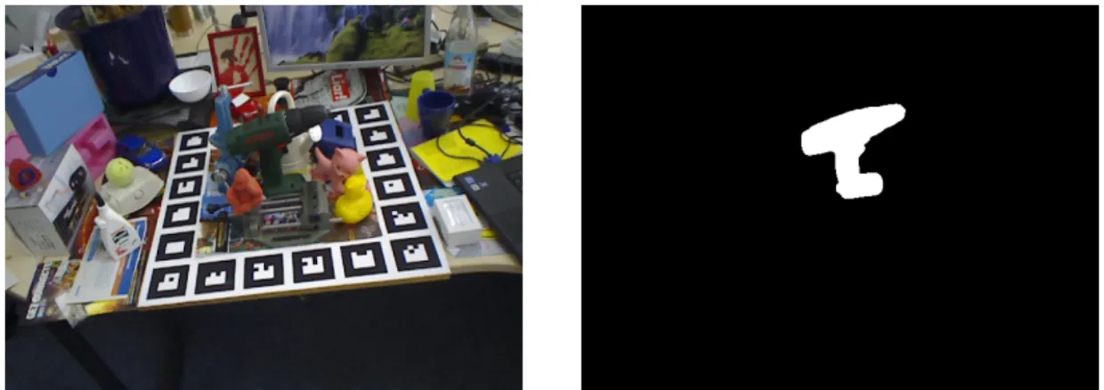 Figure 3.4: An RGB Image and a binary mask inferred from Segmentation network