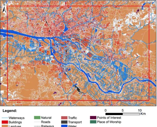 Figure 2 – Data available from OpenStreetMap (OSM) for the study area of Hamburg, Germany