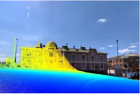 Figure 5. Projection image and 3D LiDAR point cloud, presents the object bound- bound-aries misalignment 