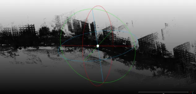 Figure 6. 3D point cloud in its noisy raw original format,  Data collection vehicle “NAVTEQ True 