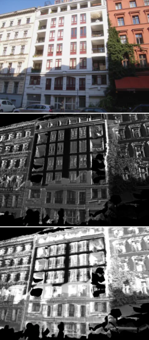 Figure 4. Fac¸ade image and visualization of colour differences to the complete sequence