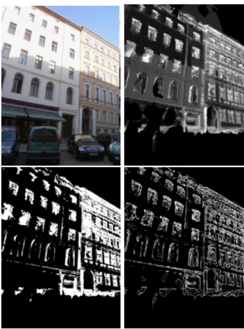 Figure 8. Two fac¸ade images and the corresponding colour dif- dif-ference images over the complete sequence.
