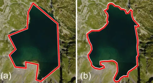 Fig. 2.  Two captures of the same lake at different levels of detail 