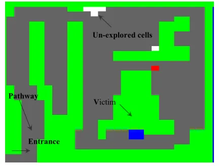 Fig. 2.  An image of our simulation map (each cell: 100 mm x 100 mm)  