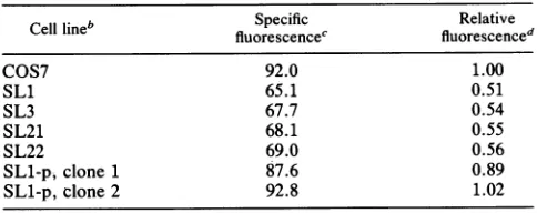 TABLE 1. Quantitation of T-Ag levels in pSLneo/COS7 cell linesby flow cytofluorimetrya