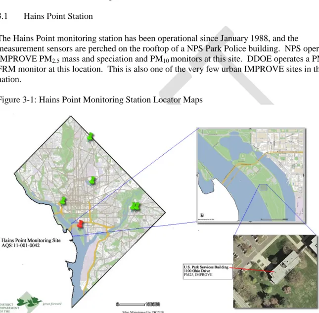 Figure 3-1: Hains Point Monitoring Station Locator Maps 