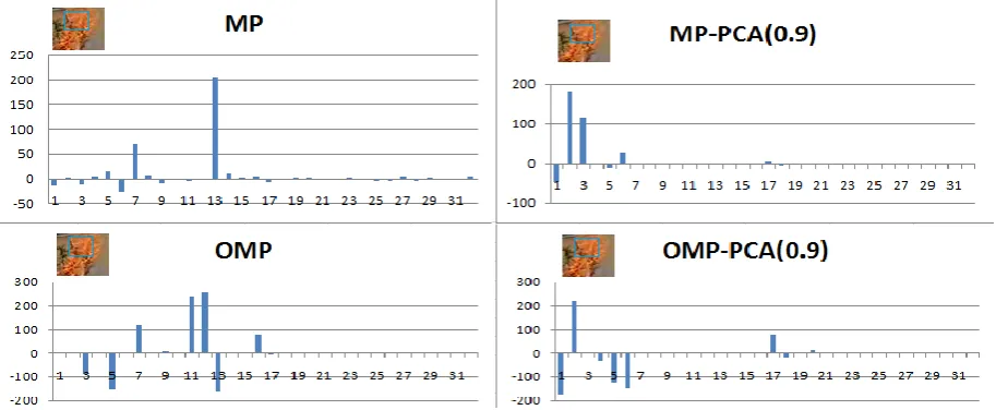 Fig. 3. Histogram of sparse decomposition coefficients on the flame area. 