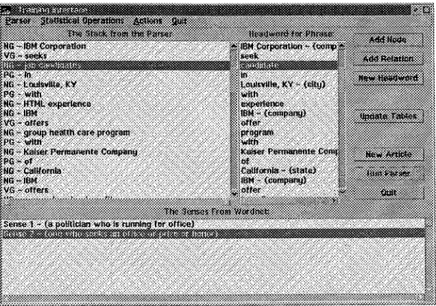 Figure 2: Snapshot of the Training Interface 