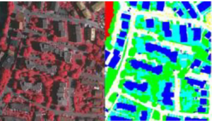 Fig. 6: Segmentation results over one test area of the Vaihingen test set for the 152-layers encoder network.