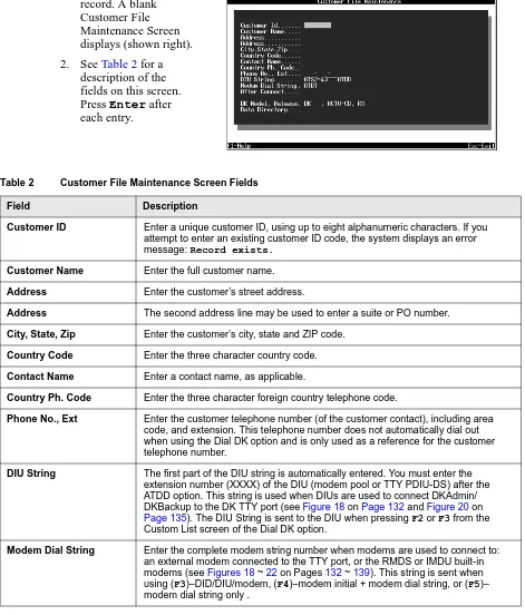 Table 2Customer File Maintenance Screen Fields 
