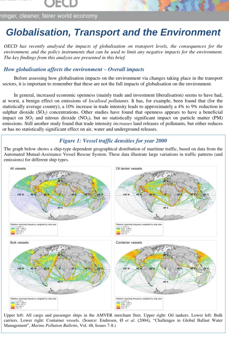 Figure 1: Vessel traffic densities for year 2000 